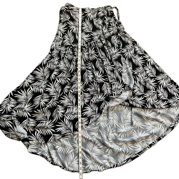 Cynthia Rowley Black White Tropical Palm Print Wrap Patterned Skirt Size Medium - Picture 7 of 13